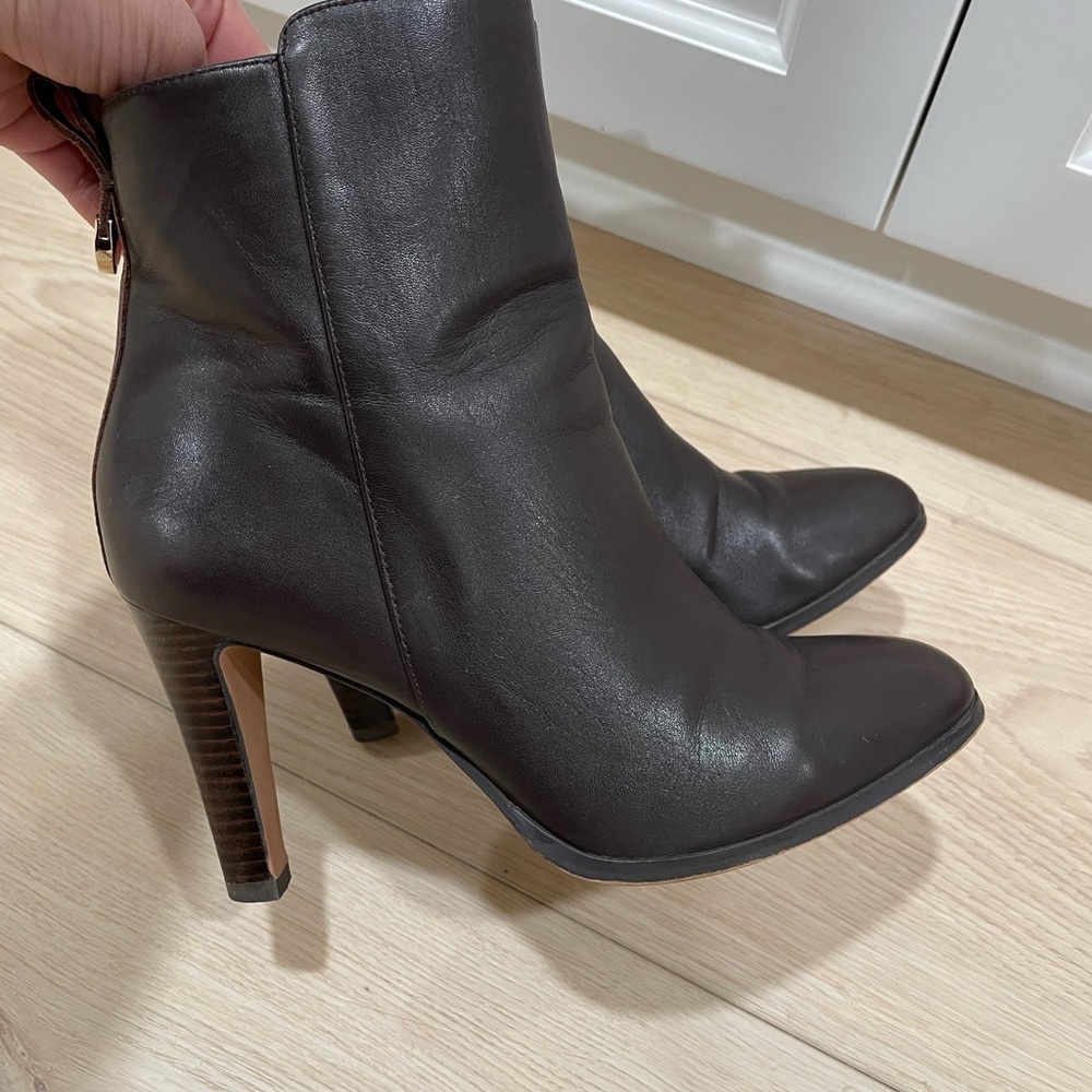 Dark Brown Coach Leather Booties